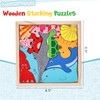 LovesTown 12PCS Wooden Stacking Puzzles, Educational Toys Sea Animal Chunky