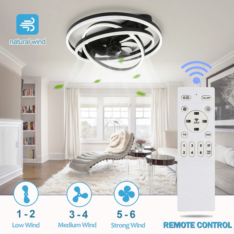 Dawn Whisper 24" Ceiling Fans with Lights and Remote 6
