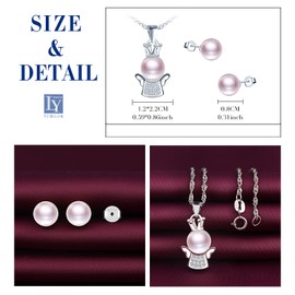 Yumilok Women's Necklace with Pendant Women's Earrings Pearl Stud Earrings Guardian Angel Jewellery Set for Women Girls Hypoallergenic 925 Silver, Sterling Silver Pearl Sterling Silver Pearl Zirconia,