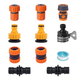 TuTuYa Garden Hose Quick Connector Set, 3/4'' Hose End Quick Connector, 2 in1 Threaded Tap Connector, Hose Repair Connector, Waterstop Connector, Double Male Connector, Universal Faucet Connector,Tape