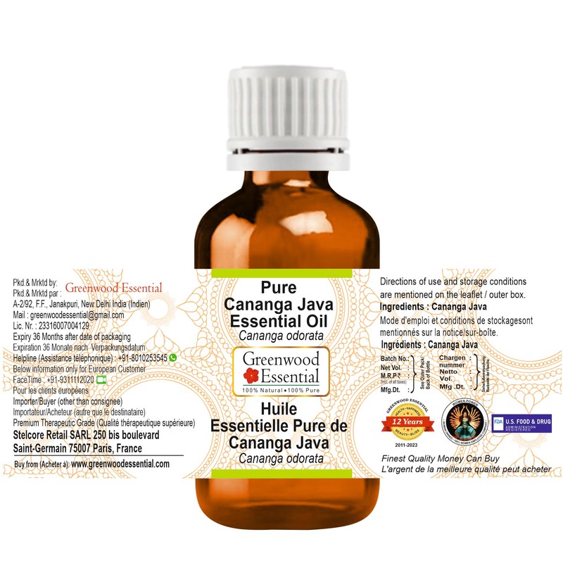 Greenwood Essential Pure Cananga Java Essential Oil (Cananga odorata) Steam