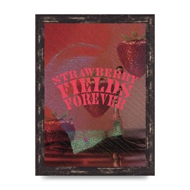 Lithobee - Lofi Strawberry Fields Forever Beatles Lyric - Printed Wall Art Design in Sizes A2, A3 & A4 Framed in a Stylish Coloured Frame or Unframed (A4 Brown Distressed Frame)