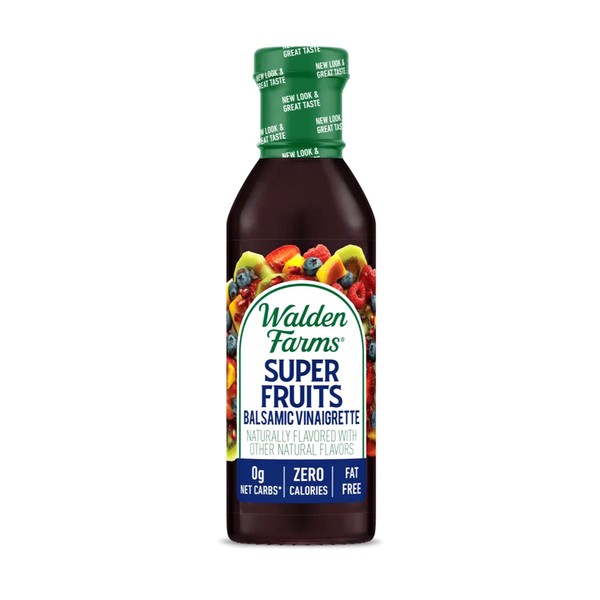 Walden Farms Super Fruits Balsamic Vinaigrette Dressing 12 oz. Bottle - Sweet and Tangy, Vegan, Kosher & Keto Friendly, Dairy Free, 0g Net Carbs - Topping for Traditional Salads, Sandwiches and More