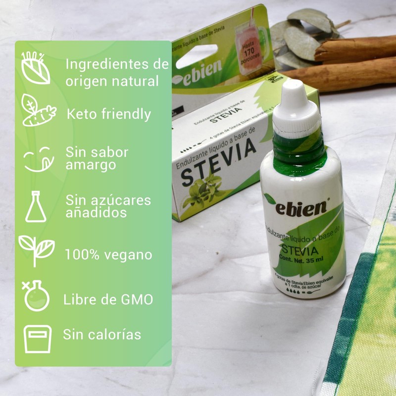 Ebien Stevia Líquida 35ml (3 pack) : Endulzante Natural sin