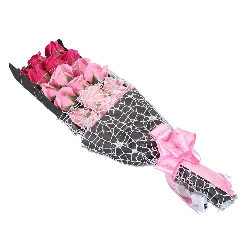 LED Artificial Rose Flowers Fake Roses Bouquet Light Up Forever