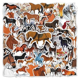 Horse Stickers 100 PCS Waterproof Cartoon Animal Pony Sticker for Skateboard Laptop Luggage Water Bottle Guitar Travel Case Bike,Vinyl Cute Funny Horse Riding Decals for Teens Adults