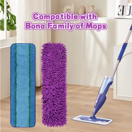 8 Pack Mop Pads for Bona Family of Mops, 4 Pet Microfiber Sweeping Pad + 4 Microfiber Deep Clean Pad, Pet Cleaning Pad for Bona Microfiber Cleaning Pad for Multi-Surface Floors
