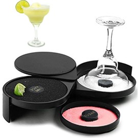 Escarchador De Vasos,Escarchador de Vasos Rimmer con 3 Bandejas Giratorias Salada Azúcar Jugo de Limon,Tarros Rimmer de Vidrio,Accesorios de Coctelerí,Ideal para Margarita, Bar, Clubes, Fiesta,Reunión