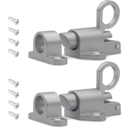 Pack of 2 Door Bolts, Window Door Lock, Automatic Door Bolt with Screws, Automatic Rebound Spring Latch Lock for Windows, Shed, Gate, Toilet, Bedroom (Silver)