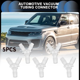 INFINAUTO Automotive Vacuum Tubing Connector, 1/2" Car Y Shaped 3 Way Vacuum Line Fittings Plastic Translucent, 5 Pcs