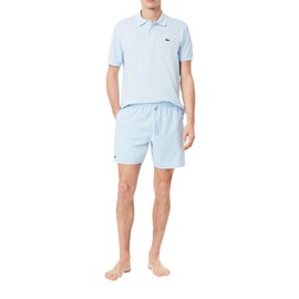 Lacoste Men's Essential Swim Trunks, Light Blue & Green, Small