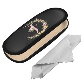 BHAHB Hard Shell Glasses Case with Initial Letter, Nice Glasses Case for Sunglasses Glasses with Cleaning Cloth, for Women Men Aesthetic Classic, Letter J