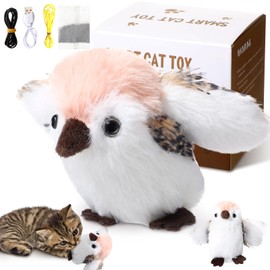 MiniInflat Flapping Bird Cat Toy with Chirping Sounds & Detachable Core - Indoor Interactive Flappy Wings, Catnip-Ready, 3 Speed Modes for Kitten and Pets(Chick)