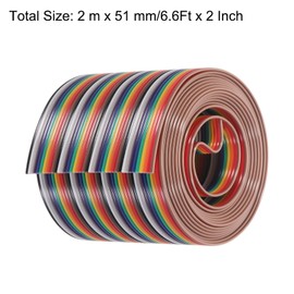 MECCANIXITY 1 Pcs 40 Pin Flat Rainbow Ribbon Cable 6.6 Ft 1.27mm Pitch Breadboard Jumper Wires for Electronic Projects