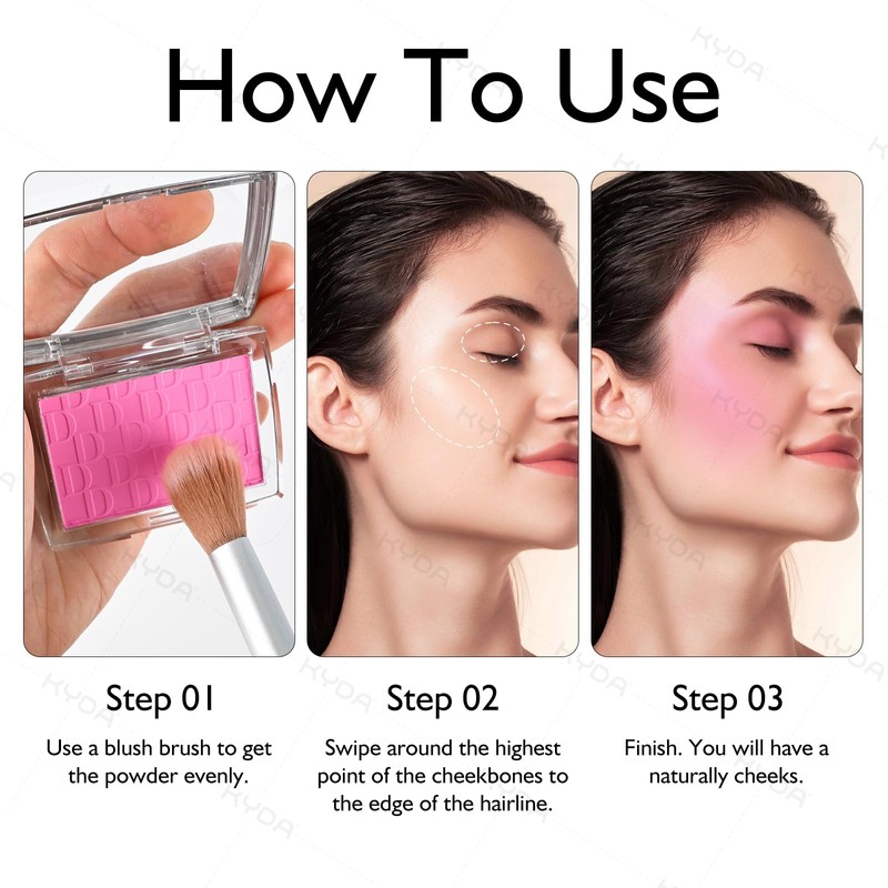KYDA Pink Blush Powder, Make Up Pink Face Powder Face
