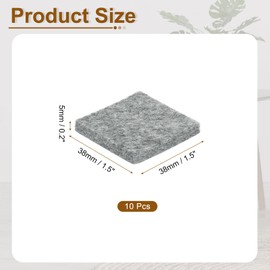 uxcell Felt Furniture Pads, 10Pcs 1.5" x 1.5" Adhesive Backed Felt Non-Slip Anti-Scratch Chair Leg Protectors for Protecting Hardwood Floor, Grey