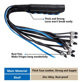 2 PCS Faux Leather Motorcycle Lever Covers With Fringes and Skulls - Brake Clutch Grip Tassels Handlebar Handle Wraps