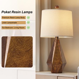 PoKat 20.25" Farmhouse Table Lamps Set of 2 for Night Stands, Vintage Bedroom Lamps for Bedroom Living Room, Retro Bedside Lamps for End Table, Suitable for Small Place, Retro Sweep Gold