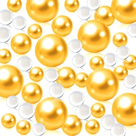 Golden Yellow Vase Filler Decor | Golden Yellow Floating Pearls | 150 PCS Golden Yellow Pearls Bead for Centerpieces Vases, No Hole Beads | 8/14/20 mm Floating Beads | Pearl Vase Filler Party Decor