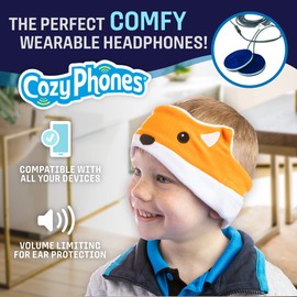 CozyPhones CozyPhones Kids Headphones Volume Limited with Thin Speakers & Super Soft Fleece Headband - Perfect Toddlers & Children's Earphones for Home, School & Travel - Fox