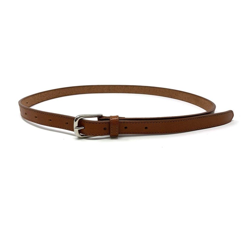 Bellabel Women's Cowhide Leather Belt, Tanned Leather, Thin Belt, Made