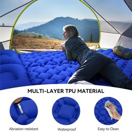 YITAHOME Self-Inflating Ultralight Camping Air Mattress with Built-in Pump and Cushion, Camping Mattress with Carry Bag and Foot Pump for Outdoor, Camping, Travel, Hiking (Sapphire Blue)