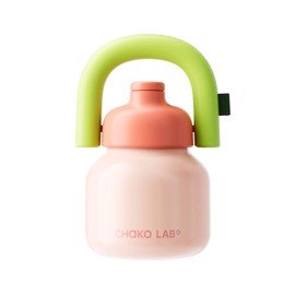 CHAKO LAB Water Bottle with Straw and Carry Handle | Wide Mouth vacuum insulated stainless steel Bottles | Reusable, leak-proof and BPA-free | 33oz (Pink&Green)