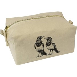 'Magpie Couple' Canvas Wash Bag/Makeup Case (CS00044218)