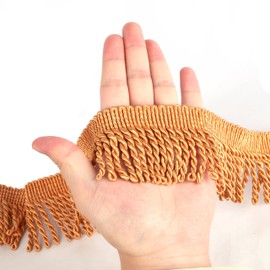 HedongHexi Curtain Fringes Bullion Fringe Trim 5 Yard x 2.5 Inches Fabric Trims Sewing DIY Decoration for Curtain Sofa Clothes(New Gold/Bright Orange)