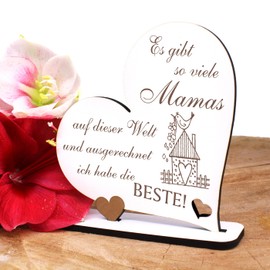 Decorative Stand Heart Saying "Beste Mama der Welt" Sign 15 x 14 cm
