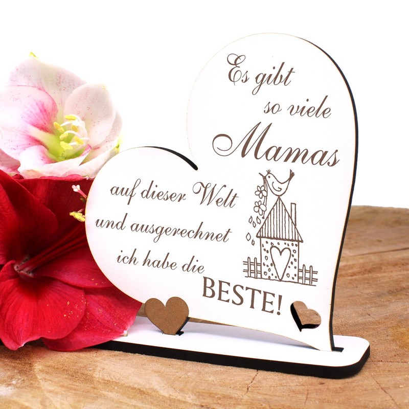 Decorative Stand Heart Saying "Beste Mama der Welt" Sign 15