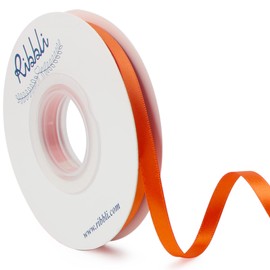 Ribbli Torrid Orange Double Faced Satin Ribbon,1/4” x Continuous 25 Yards,Use for Craft Bows Bouquet, Gift Wrapping, Wedding Decoration, Floral Arrangement