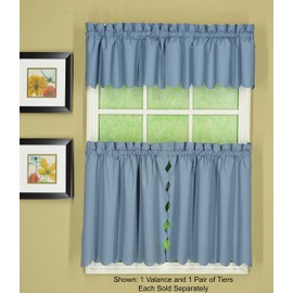 Today's Curtain Orleans - Cortina festoneada, Cenefa de 12 Pulgadas, Azul, 60 Pulgadas de Ancho x 12 Pulgadas de Largo