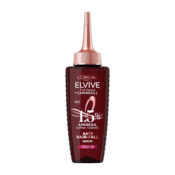 L'Oréal Paris Elvive Anti Hair Fall Serum, Strengthening Treatment for Brittle Hair Prone to Breakage, Full Resist with Aminexil, 400 ml