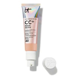 It Cosmetics CC Cream Nude Glow con Protector Solar FPS 40 + Suero Iluminador – Base de maquillaje con Niacinamida, Ácido Hialurónico, Cobertura Alta,