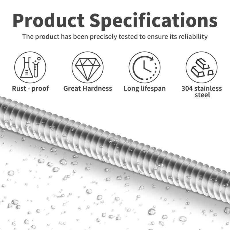 Skweawert M8 x 1.25mm x 400mm Fully Threaded Rod 304