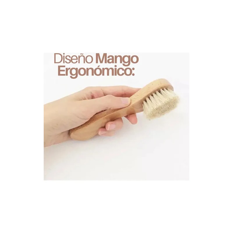 2 Cepillos Faciales Exfoliantes Mango Madera Cerda Natural
