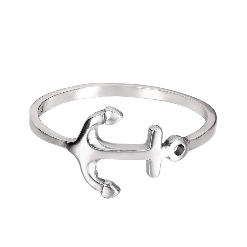 CloseoutWarehouse 925 Sterling Silver Anchor Ring Size 7