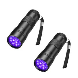 Simple Deluxe UV Flashlight Black Light 395nm Hand-held Detecting Torch for Pet Urine, Stains, Verifying Money Documents, Batteries Not Included, Black