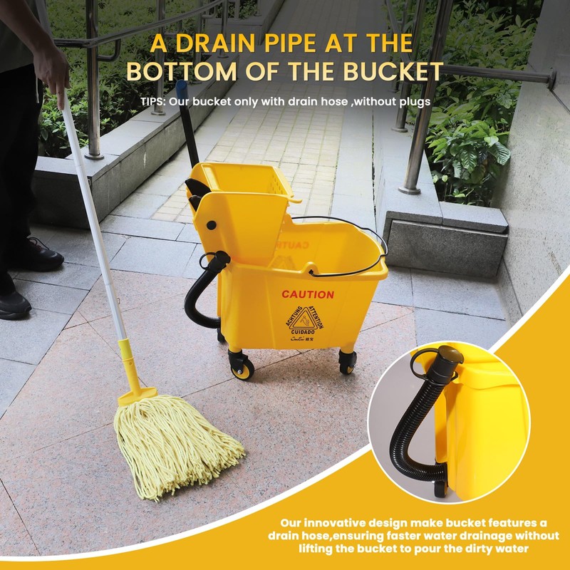 35-Qt Side Press Wringer Combo Commercial Floor Cleaning Rectangular Mop