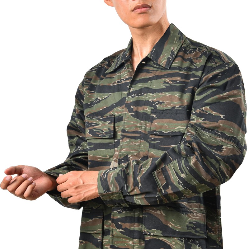 BACKBONE Mens Army Military Battle Dress Uniform BDU Shirt Camo