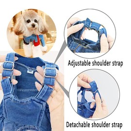 MEETCARE Dog Clothes Denim Overalls for Small Medium Dogs Cats Puppy Jumpsuit Denim Jacket Suspender Pants Outfit (Medium)