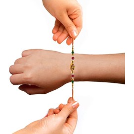 Set of Four Rakhi Thread Rakhi for Brothers OM Rakhi Thread Raksha Bandhan Gift for your Brother Silk Rakhi Thread Cotton Rakhi Traditional Rakhi Thread for Brother Multi Design And Assorted Color (Size 12 Inch)