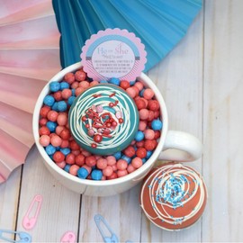 Blue Polka Dots & Pink Stripes Gender Reveal Hot Cocoa Bomb Packaging Sticker Labels, Total of 40 2" Circle Stickers (20 sets of 2) by AmandaCreation