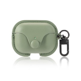 JAC Airpods Pro Case, Stylish, PU Material, Front LED Visible, Full Protection, Shock Resistant, Wireless Charging Compatible (Macha Green)