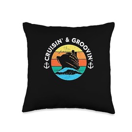Embark on Family Adventures Designs Cruisin' and Groovin' Cruise Funny Throw Pillow, 16x16, Multicolor