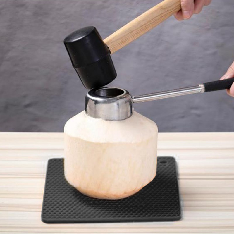 Coconut Opener Tool Set Stainless Steel Coconut Shell Puncher Cutter