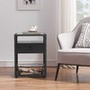 VECELO Modern Side, Nightstand, Tempered Glass End Table, Cabinet with