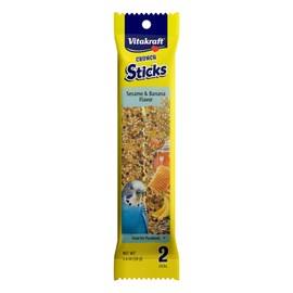 Vitakraft Crunch Sticks Parakeet Treat - Pet Bird Treat Toy - Long-Lasting Chewing Fun (Sesame & Banana)
