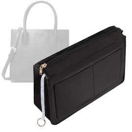 Vercord Purse Organizer Insert with Zipper for Women Hobo Handbags Shaper Insert 12 Pockets Bag Black Large